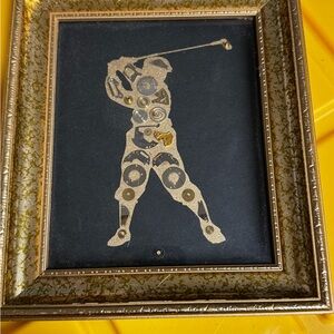 Gold Framed Golfer Art